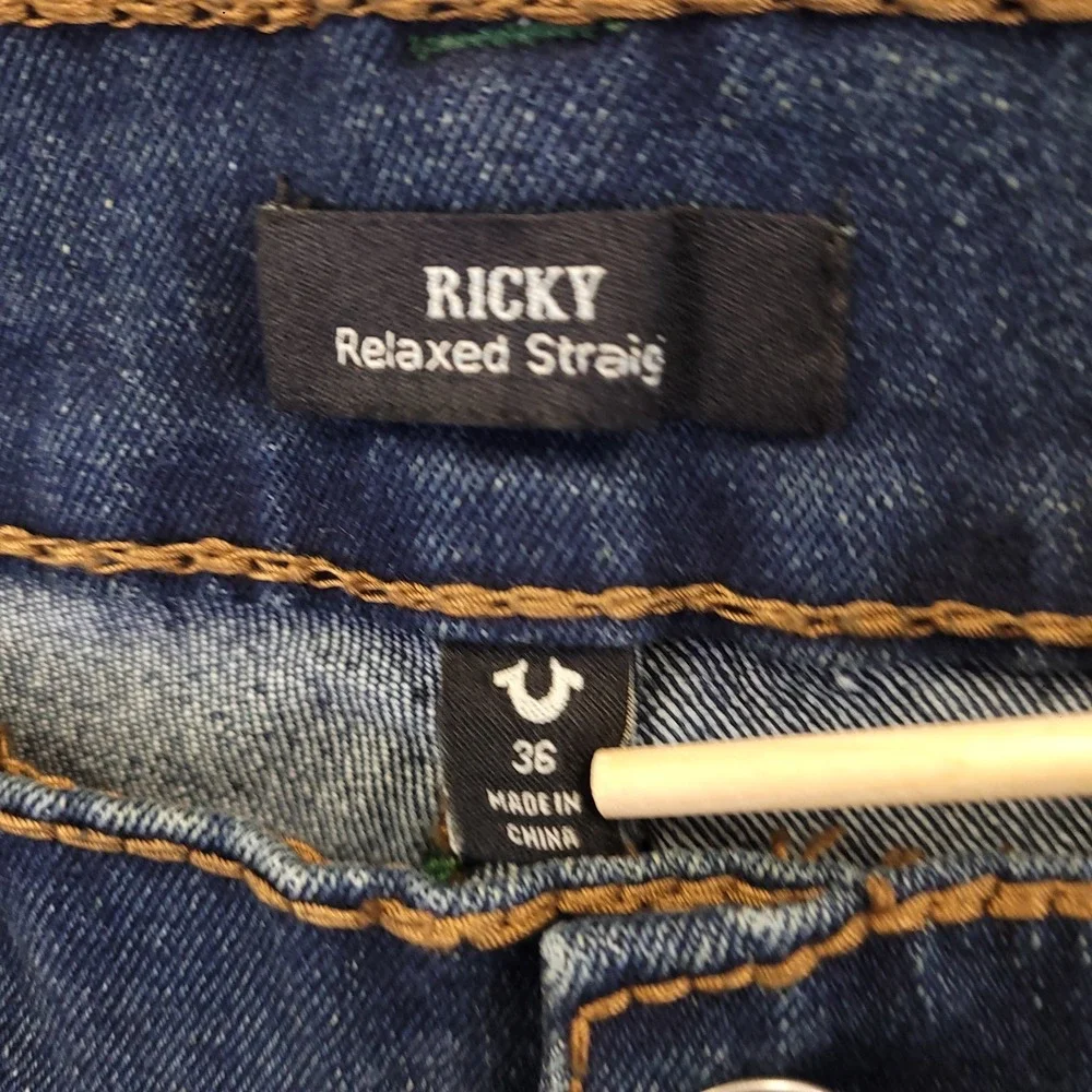 NWT‎ True Religion Ricky Big T Relaxed Straight 36x34 Mid Rise Stretch $199 MSRP